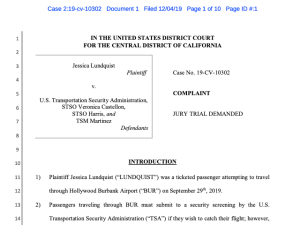 Jessica Lundquist's TSA Lawsuit