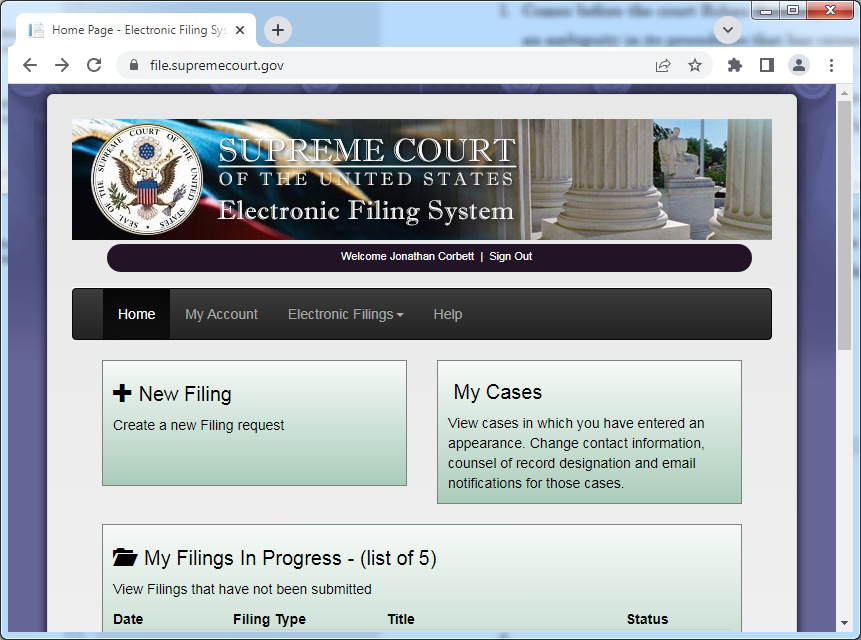 SCOTUS E-File Portal